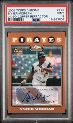 2008 Topps Chrome Nyjer Morgan #225 Auto Bronze /50 PSA 9 Mint Pop 1 - Image 1 of 3