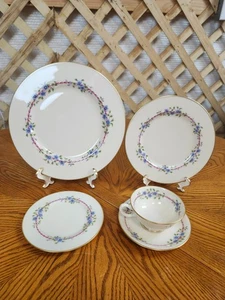 Lenox S-314 Belvidere China Azul Flor Rosa Cinta 5 Piezas Ajuste de Lugar De Colección - Imagen 1 de 9