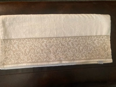 Toalla de baño vintage MARTEX ROYAL LEGACY algodón egipcio damasco bronceado blanco roto Foto 1 de 4