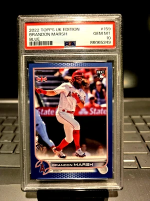 2022 Topps UK Edition #50/75 Brandon Marsh Blue #159 Gem Mt. 10 " The Caveman." - Image 1 of 4