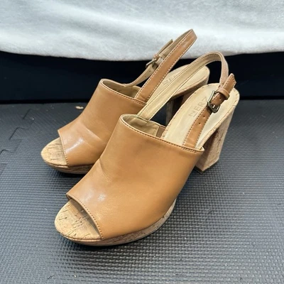 Tacones Naturalizer para mujer 8,5 Kaisley bronceado cabestrillos plataformas tacón de corcho punta abierta Foto 1 de 4