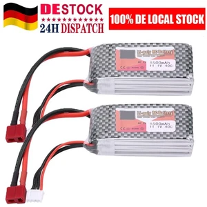 2X 11,1V 1500mAh Aufladbare LiPo-Batterie 40C mit T-Stecker für RC-Auto Flugzeug - Bild 1 von 10