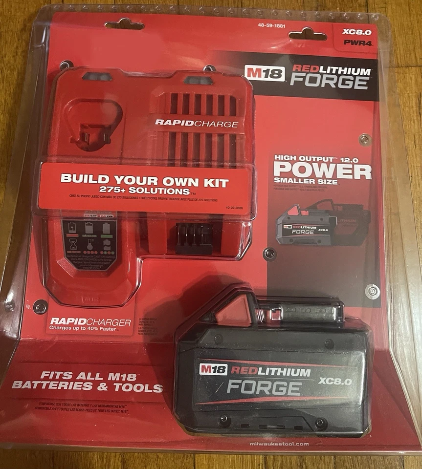 For Milwaukee M18 LITHIUM FORGE XC8.0 8.0Ah Battery Starter Kit w/ Rapid Charger