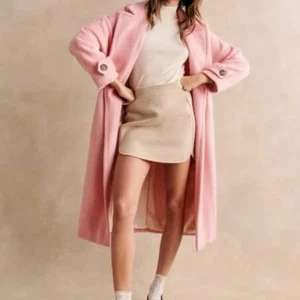 SEZANE Paris Woman’s Long Baby Pink Wool Blend Coat Size 40 - Picture 1 of 12