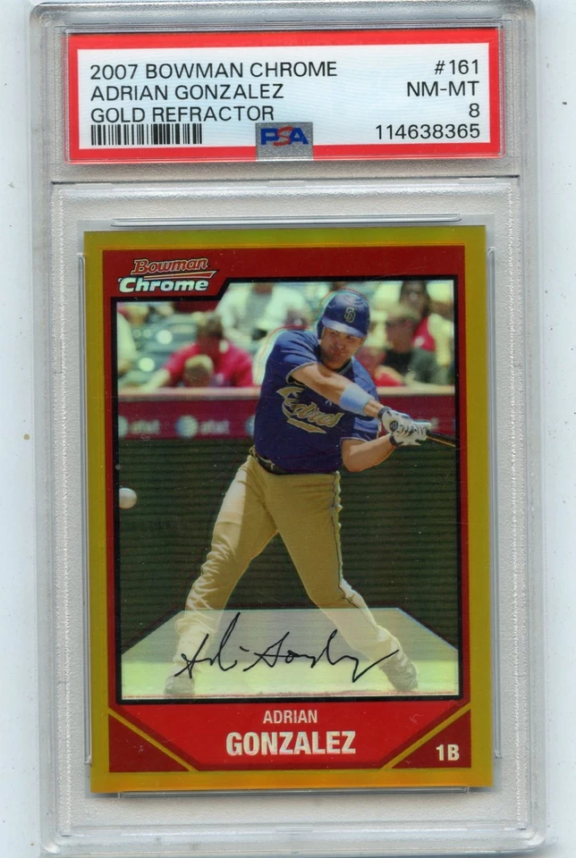 Bowman 2007 cromo #161 Adrian González "refractor de oro" #4/50, Padres - PSA 8 Foto 1 de 1