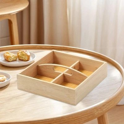 Divided Wooden Serving Tray Wood Snack Tray for Candy Appetizers Chocolates - Image 1 of 4
