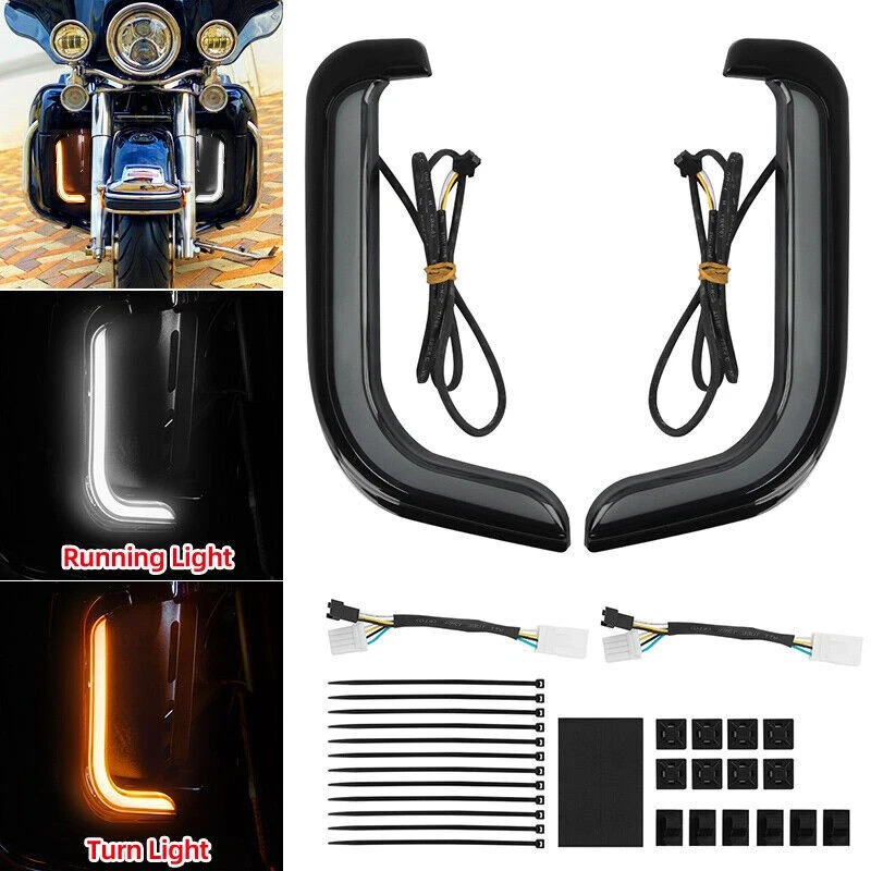 Luz LED de señal de giro con acento de carenado inferior para Harley Touring Road Glide 96-13 Foto 1 de 4