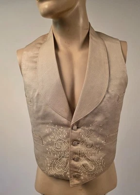 VICTORIAN 1880’S MEN’S PRINTED WAISTCOAT VEST W DATED BUCKLE - Image 1 of 4