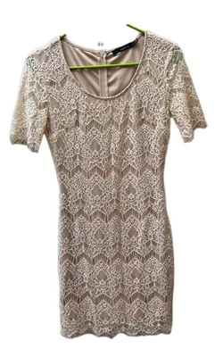 ark & co Women's Ivory Lace Dress Size S Short Sleeve Round Neck Zip Closure - Image 1 of 4