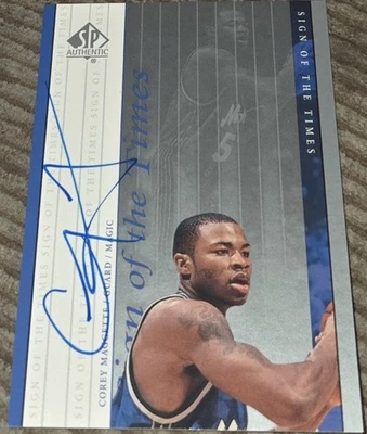 Tarjeta autografiada auténtica de Corey Maggette 1999-2000 SP Sign of the Times  Foto 1 de 2