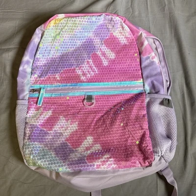 Mochila escolar de lentejuelas rosa y púrpura de 16 pulgadas para niñas Foto 1 de 4