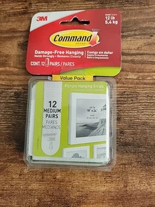 Command Picture Hanging Strips, White, 12 Medium Pairs Per Pack 1 Pack - Picture 1 of 2
