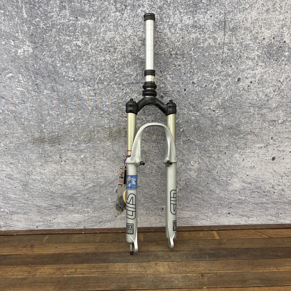 老式 RockShox SID Race 双气叉 26 V-Brake 1 1/8 银色 MTB 悬架 — 第 1/4 张图片