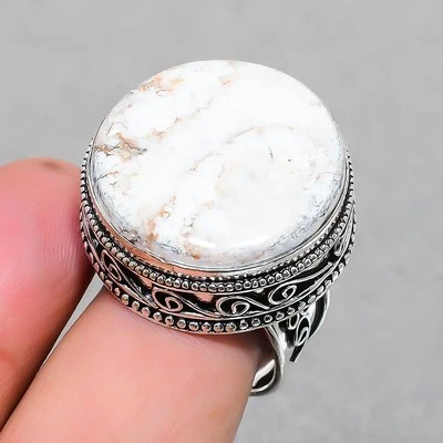 Bague réglable vintage en pierre précieuse forme ronde cheval sauvage bijou f... - Photo 1/4