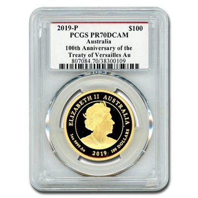 2019 Australia 1 oz Gold Treaty Versaille 100th Anniv. PR-70 PCGS - Image 1 of 3