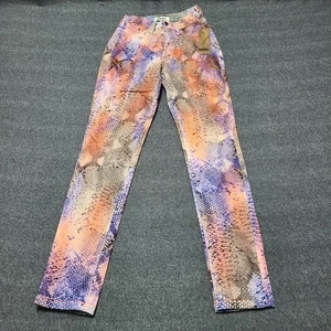 Pantalone Afrodite donna 3 26 multicolore stampa pelle di serpente gamba dritta made USA - Foto 1 di 9