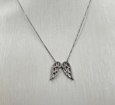 Collana in Argento 925 Nickel Free con pendente Ali d'Angelo con Zirconi - Immagine 1 di 2