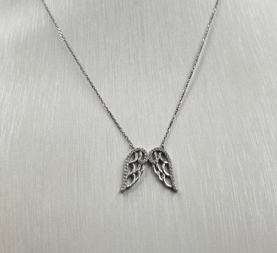 Collana in Argento 925 Nickel Free con pendente Ali d'Angelo con Zirconi - Immagine 1 di 2