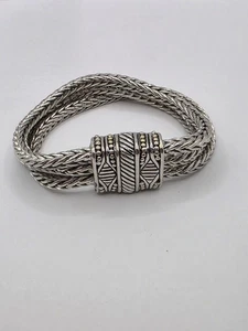 Pulsera cadena cuerda tono plateado con cierre magnético decorativo - Imagen 1 de 8