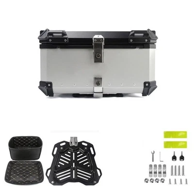 65L Moto Aluminio Top Case Box Aluminio 65 Litros Maleta Plata 100% NUEVO - Imagen 1 de 4