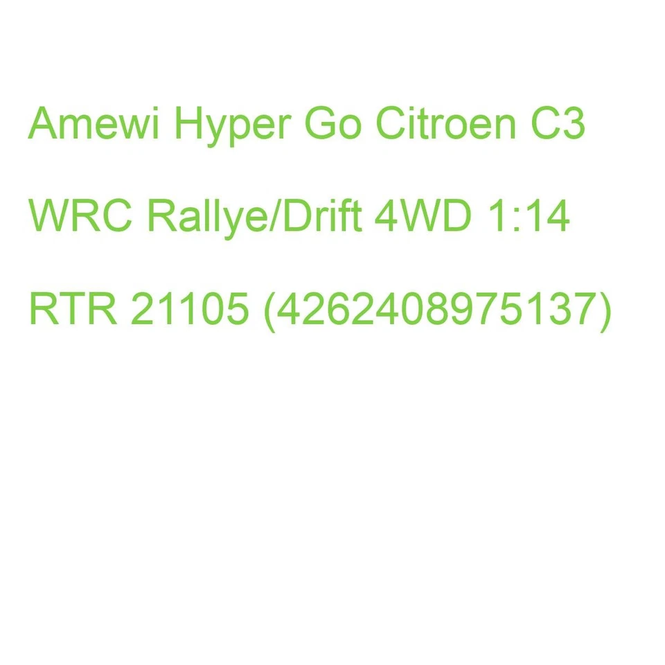 AMEWI Hyper Go Citroen C3 WRC Brushless Rallye/Drift 4WD 1 14 RTR #21105