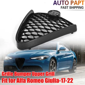 Carbon Painted Front Grille Bumper Upper Grill For 2017-2022 Alfa Romeo Stelvio - Picture 1 of 8