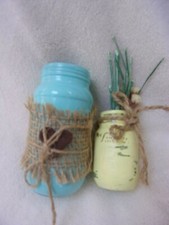 Primitive Country Lot of 2 Decorated Jars