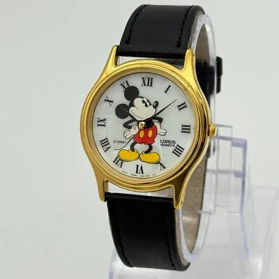 Reloj Mickey Mouse vintage para hombre LORUS tono dorado, esfera MOP, 34 mm, V500-7A30 Foto 1 de 4