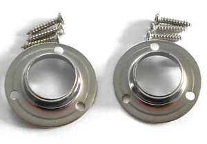 Pair of Chrome Wardrobe Rail Fittings with Screws (End Centre 19mm) - VAT INC - Picture 1 of 1