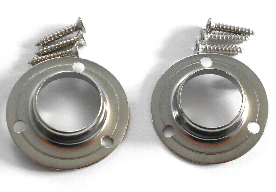 10 Pairs of Chrome Wardrobe Rail End Fittings with Screws (End Centre 19mm) - image 1 of 1