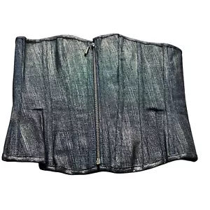 Corsets By Baci Size M Black Gold Metallic Zip Lace-Up Back Waist Cincher Corset - Picture 1 of 11