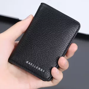 US Mens Thin Leather Slim Bifold Wallet Money Credit Card Slots Coin Holder Lot - Picture 1 of 26