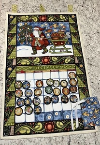 Advent Calendar Christmas Tree  Quilted 28”x18” Santa Pin Dates And Bag - Picture 1 of 8
