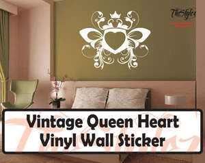 Vintage Queen Heart Wall Expressions Vinyl Sticker - Picture 1 of 4