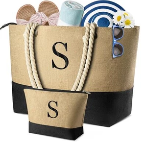 Regalo de cumpleaños para mujer letra S bolso de playa para mamá esposa abuela bolsa de uso de viaje - Imagen 1 de 5