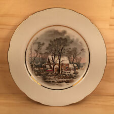 WINTER COTTAGE “White” Beautiful Little Decorative Plate Ornament Dish (Avon)