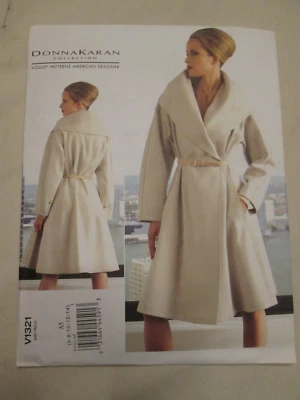 Abrigo Vogue 1321 Donna Karan Nueva York DKNY Diseñador Americano Patrón 8-14 UC FF Foto 1 de 2