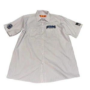 Mechanic Hellanbach White and Gray Striped Red Kap Work Shirt Large - Picture 1 of 9