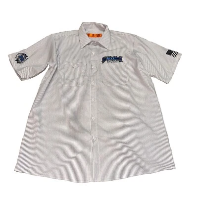 Mechanic Hellanbach White and Gray Striped Red Kap Work Shirt Large - Image 1 of 4
