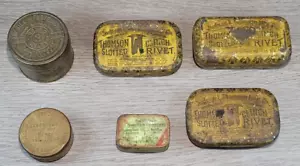 Verschlussdosen: 3 Thomson Nieten, Superior McGill, mehr Druckstift. Konvolut 6 antike - Bild 1 von 18