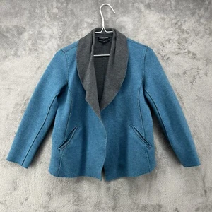 Eileen Fisher Cardigan Jacket Womens PL Blue Gray Open Front Felted Merino Wool - Picture 1 of 13