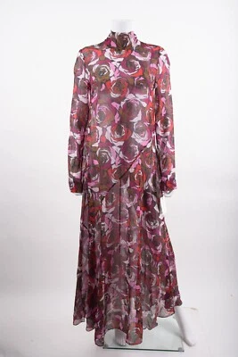 Vestido Dries Van Noten Mujer Amanecer Seda Talla 38 EE. UU. 8 Estampado Rosa Floral Nuevo con Etiquetas $1580 Foto 1 de 4