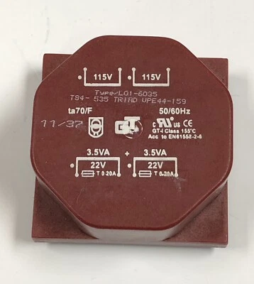 GT ELECTRONICS PCB toroidal transformer L01-6035 115VAC * 2 /  22 VAC* 2 - Image 1 of 4