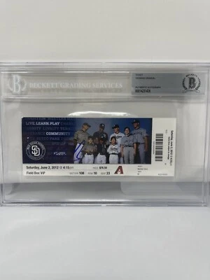 Boleto completo firmado por Yasmani Grandal 6/2/12 MLB debut Beckett Auto 2 Foto 1 de 3