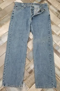 Polo Ralph Lauren Jeans Uomo 38x32 Blu Denim Bottoni Fly Hampton Gamba Dritta - Foto 1 di 13