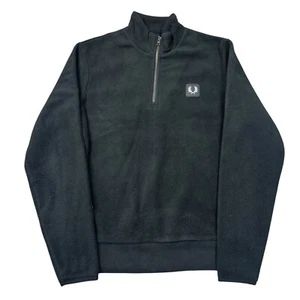 Fred Perry Fleece Jumper 1/4 Zip Outdoor Hiking Sweater Black Mens Medium - Picture 1 of 7