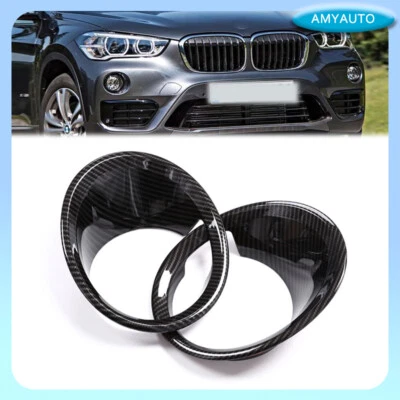 Par para BMW X1 F48 2016-2019 fibra de carbono luz antiniebla delantera cubierta embellecedor 2 piezas Foto 1 de 4