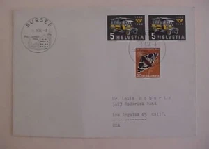 SWITZERLAND BUTTERFLY   30cents 1956 COVER TO USA PICTORIAL CANCEL - Picture 1 of 1