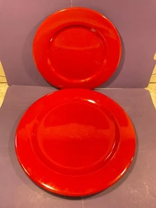 Lot Of 2 Waechtersbach Fun Factory Red 11" Dinner Plate & 9 1/4" Lunch Plate - Picture 1 of 4