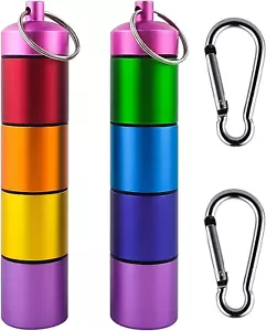 Small Portable Metal Pill Organizer Keychain, Stackable Waterproof Travel Case - Picture 1 of 12